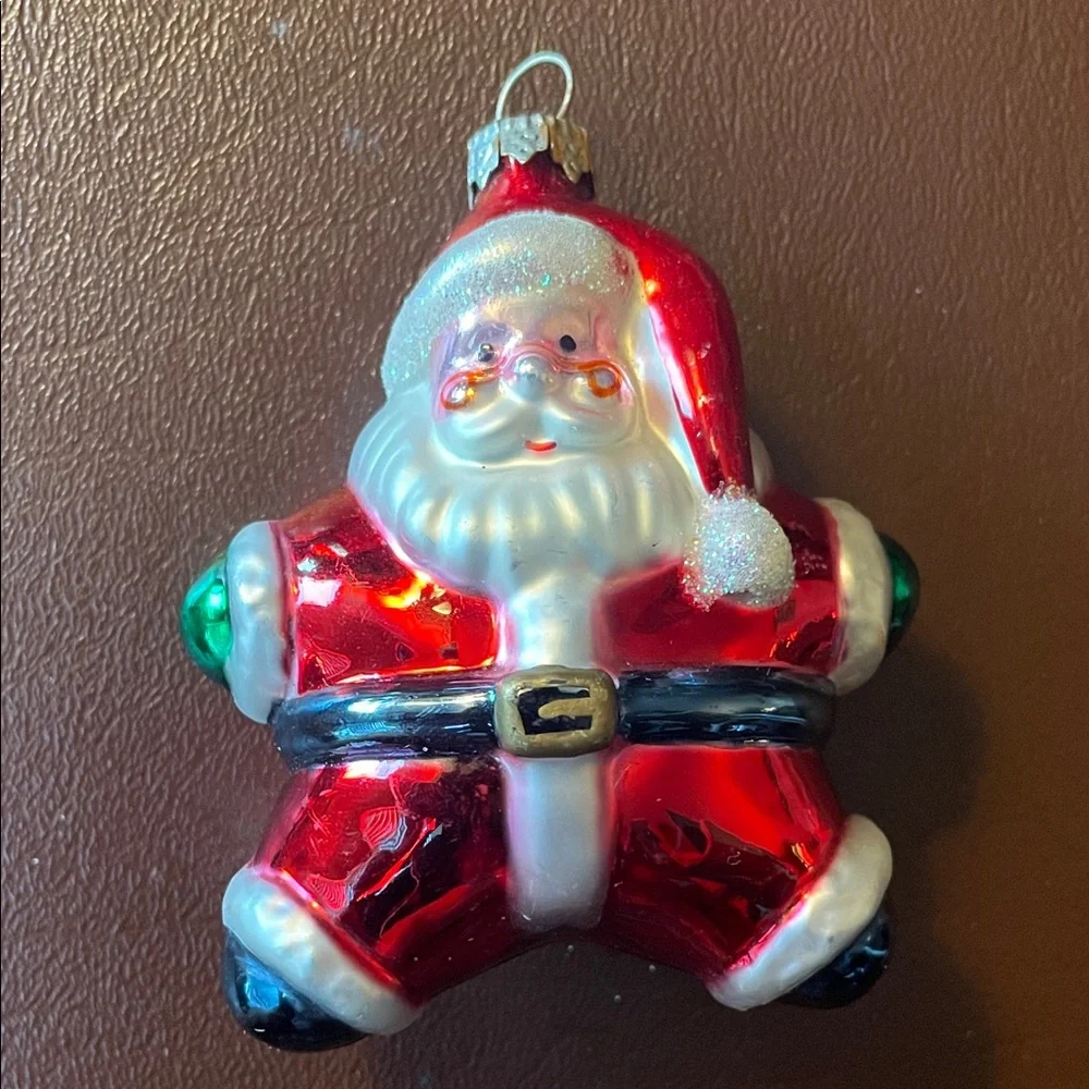 VTG Star Shaped Santa Claus Ornament - Red and White